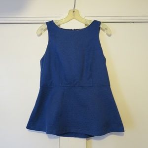 Blue Pemplum Sleeveless Blouse